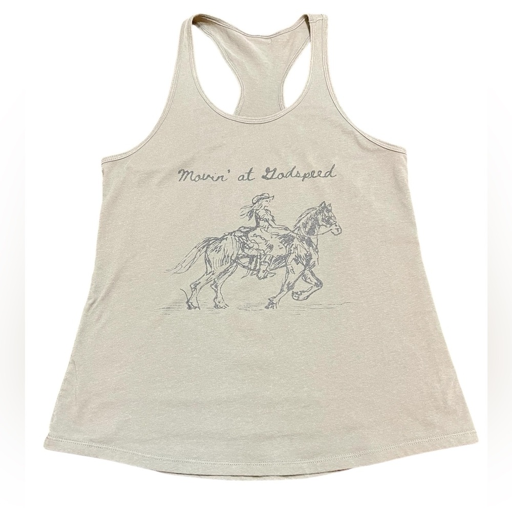 Zach Bryan Racerback Tank Top Size XL Moving at Godspeed Graphic Western
